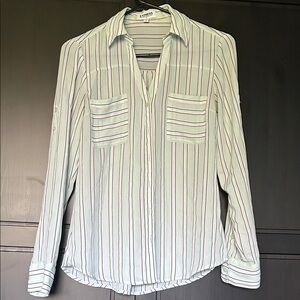 Express Mint and Black Striped Blouse